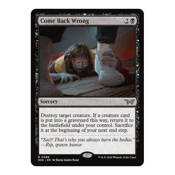 Come Back Wrong 0086 (DSK) #86 Rare (Foil Lightly Played) Duskmourn: House of Horror Magic: The Gathering: 2024