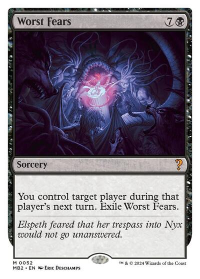 Worst Fears White Border (MB2) #52 Mythic Rare (Lightly Played) Mystery Booster 2 Magic: The Gathering: 2024