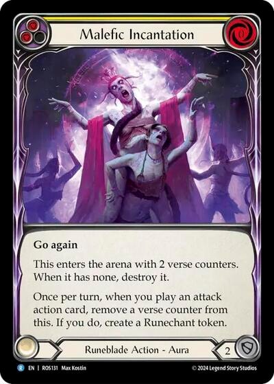 Malefic Incantation (Yellow) (ROS) #ROS131 Rare (Rainbow Foil Near Mint) Rosetta Flesh and Blood TCG: 2024