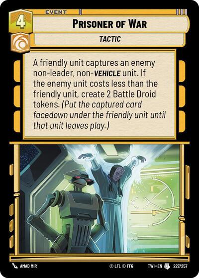 Prisoner of War (TWI) #227/257 Uncommon (Near Mint) Twilight of the Republic Star Wars: Unlimited: 2024