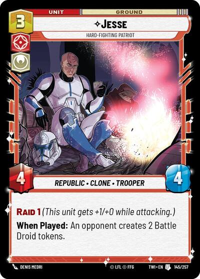 Jesse Hard Fighting Patriot (TWI) #145/257 Uncommon (Foil Near Mint) Twilight of the Republic Star Wars: Unlimited: 2024