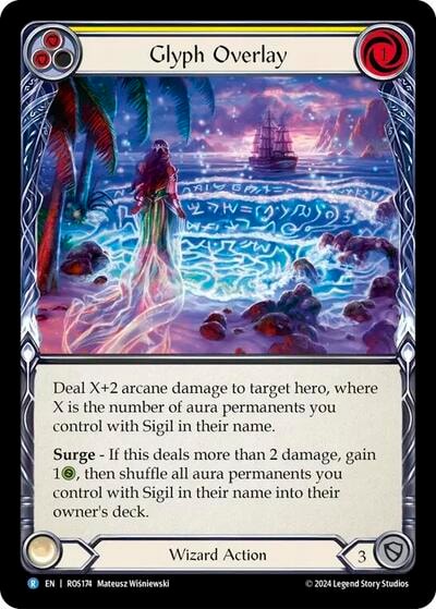 Glyph Overlay (Yellow) (ROS) #ROS174 Rare (Lightly Played) Rosetta Flesh and Blood TCG: 2024