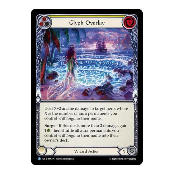 Glyph Overlay (Yellow) (ROS) #ROS174 Rare (Lightly Played) Rosetta Flesh and Blood TCG: 2024