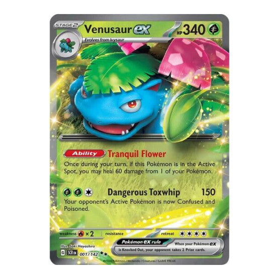 Venusaur ex (SCR) #001/142 Double Rare (Holofoil Near Mint) SV07: Stellar Crown Pokemon: 2024