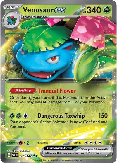 Venusaur ex (SCR) #001/142 Double Rare (Holofoil Near Mint) SV07: Stellar Crown Pokemon: 2024