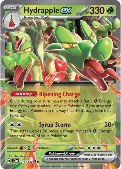 Hydrapple ex - 014/142 (SCR) #014/142 Double Rare (Holofoil Near Mint) SV07: Stellar Crown Pokemon: 2024