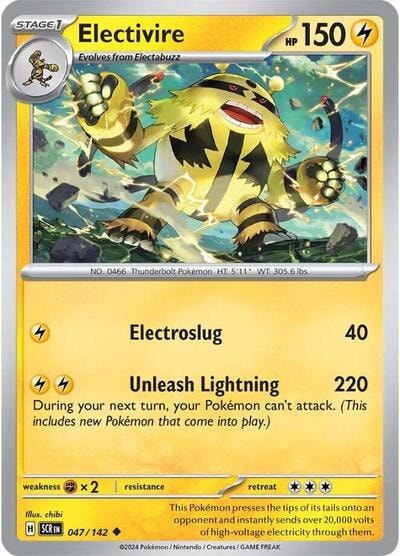 Electivire (SCR) #047/142 Uncommon (Reverse Holofoil Moderately Played) SV07: Stellar Crown Pokemon: 2024