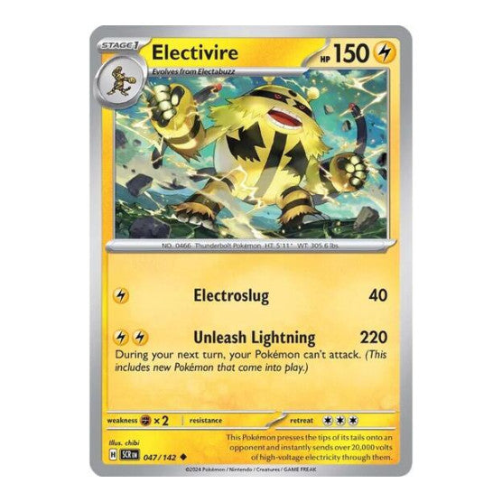 Electivire (SCR) #047/142 Uncommon (Reverse Holofoil Moderately Played) SV07: Stellar Crown Pokemon: 2024