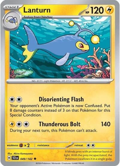 Lanturn (SCR) #049/142 Uncommon (Reverse Holofoil Moderately Played) SV07: Stellar Crown Pokemon: 2024