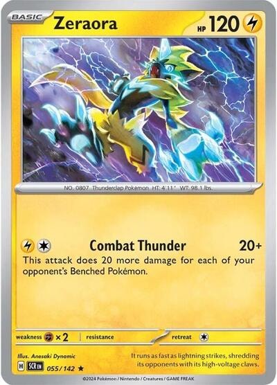 Zeraora - 055/142 (SCR) #055/142 Rare (Holofoil Lightly Played) SV07: Stellar Crown Pokemon: 2024