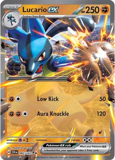 Lucario ex (SCR) #082/142 Double Rare (Holofoil Near Mint) SV07: Stellar Crown Pokemon: 2024