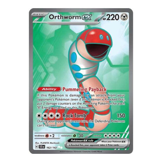 Orthworm ex - 162/142 (SCR) #162/142 Ultra Rare (Holofoil Near Mint) SV07: Stellar Crown Pokemon: 2024