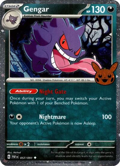 Gengar Cosmos Holo (TTBB24) #057/091 Holo Rare (Holofoil Lightly Played) Trick or Trade BOOster Bundle 2024 Pokemon: 2024