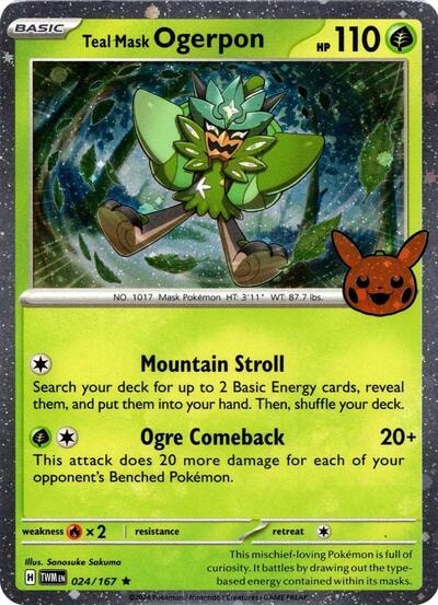 Teal Mask Ogerpon (Cosmos Holo) (TTBB24) #024/167 Holo Rare (Holofoil Lightly Played) Trick or Trade BOOster Bundle 2024 Pokemon: 2024