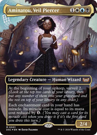 Aminatou Veil Piercer Borderless (DSC) #1 Mythic Rare (Lightly Played) Commander: Duskmourn: House of Horror Magic: The Gathering: 2024