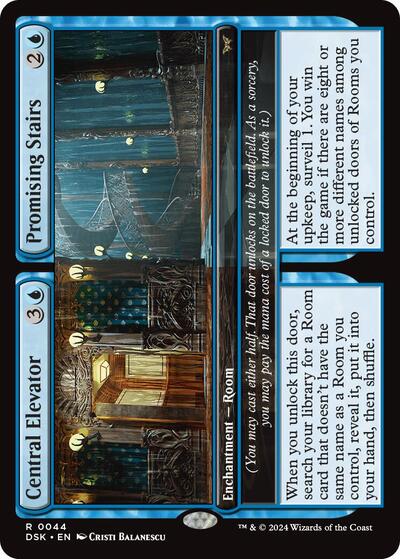 Central Elevator Promising Stairs (DSK) #44 Rare (Near Mint) Duskmourn: House of Horror Magic: The Gathering: 2024