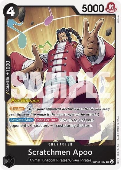 Scratchmen Apoo (OP08 PRE) #OP08-087 Uncommon (Near Mint) Two Legends Pre-Release Cards One Piece Card Game: 2024