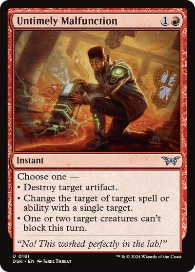 Untimely Malfunction (DSK) #161 Uncommon (Lightly Played) Duskmourn: House of Horror Magic: The Gathering: 2024