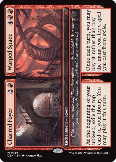 Charred Foyer Warped Space (DSK) #129 Mythic Rare (Near Mint) Duskmourn: House of Horror Magic: The Gathering: 2024