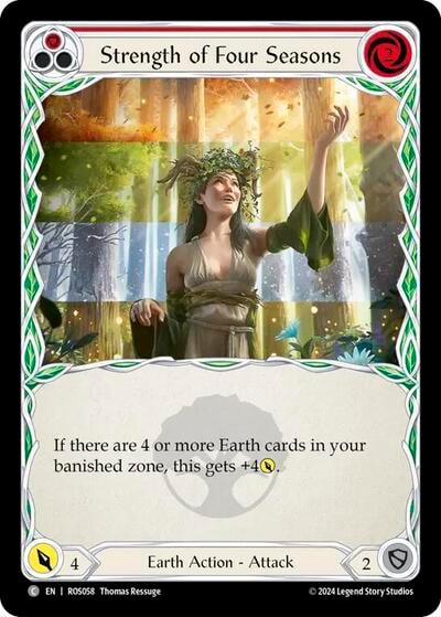 Strength of Four Seasons (Red) (ROS) #ROS058 Common (Rainbow Foil Lightly Played) Rosetta Flesh and Blood TCG: 2024