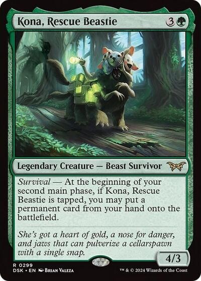 Kona Rescue Beastie 0299 (DSK) #299 Rare (Foil Near Mint) Duskmourn: House of Horror Magic: The Gathering: 2024