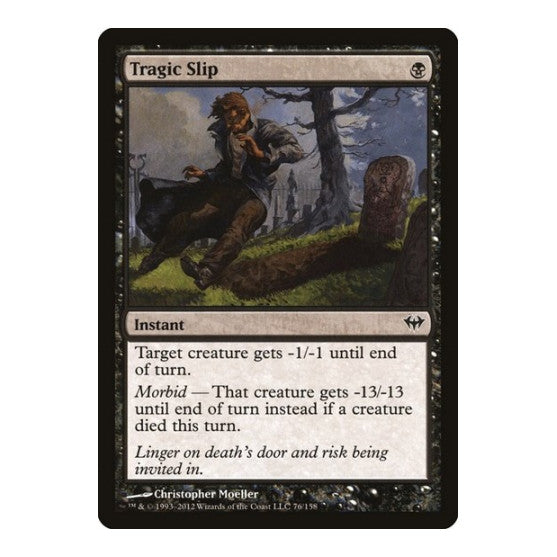 Tragic Slip (DKA) #76 Common (Lightly Played) Dark Ascension Magic: The Gathering: 2012