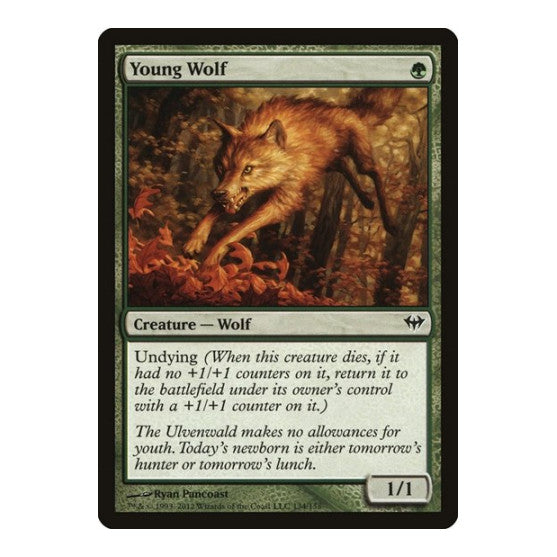 Young Wolf (DKA) #134 Common (Moderately Played) Dark Ascension Magic: The Gathering: 2012