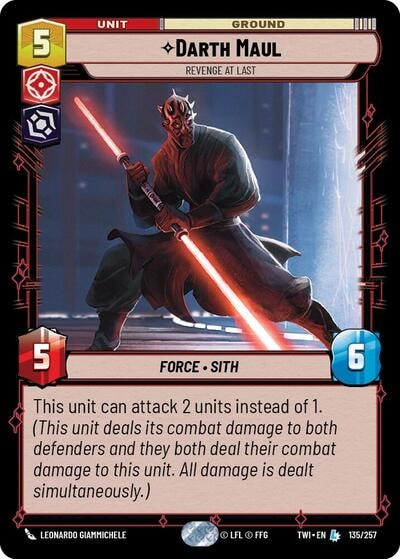 Darth Maul - Revenge at Last (TWI) #135/257 Legendary (Near Mint) Twilight of the Republic Star Wars: Unlimited: 2024