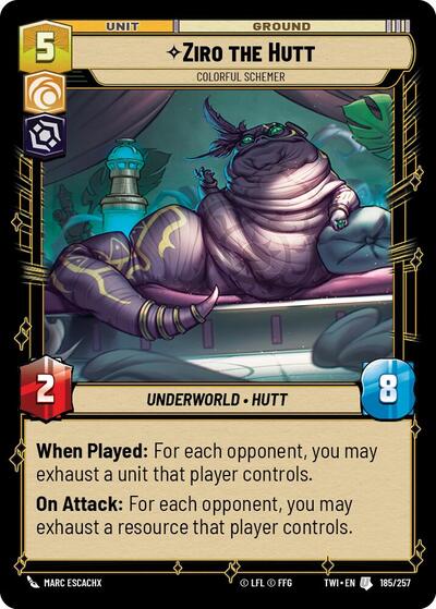Ziro the Hutt Colorful Schemer (TWI) #185/257 Uncommon (Near Mint) Twilight of the Republic Star Wars: Unlimited: 2024