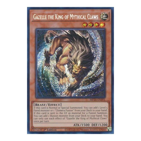 Gazelle the King of Mythical Claws (MP24) #MP24-EN091 Prismatic Secret Rare (1st Edition Near Mint) 25th Anniversary Tin: Dueling Mirrors YuGiOh: 2024