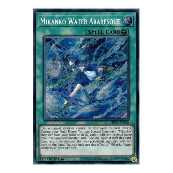 Mikanko Water Arabesque (MP24) #MP24-EN136 Prismatic Secret Rare (1st Edition Lightly Played) 25th Anniversary Tin: Dueling Mirrors YuGiOh: 2024