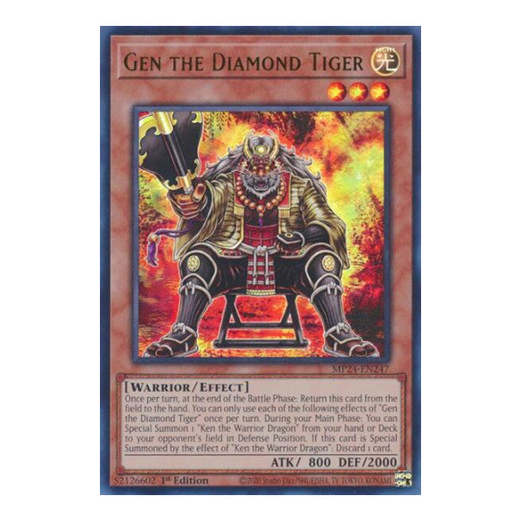 Gen the Diamond Tiger (MP24) #MP24-EN247 Ultra Rare (1st Edition Moderately Played) 25th Anniversary Tin: Dueling Mirrors YuGiOh: 2024