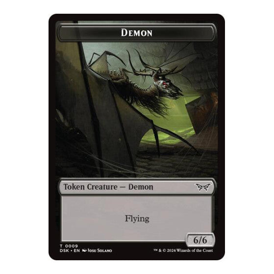 Demon // Manifest Double-Sided Token (DSK) #9 // 18 Token (Foil Near Mint) Duskmourn: House of Horror Magic: The Gathering: 2024