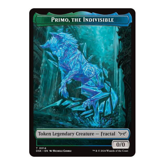Primo, the Indivisible // Manifest Double-Sided Token (DSK) #14 // 18 Token (Foil Near Mint) Duskmourn: House of Horror Magic: The Gathering: 2024