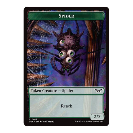 Spider // Manifest Double-Sided Token (DSK) #12 // 18 Token (Lightly Played) Duskmourn: House of Horror Magic: The Gathering: 2024