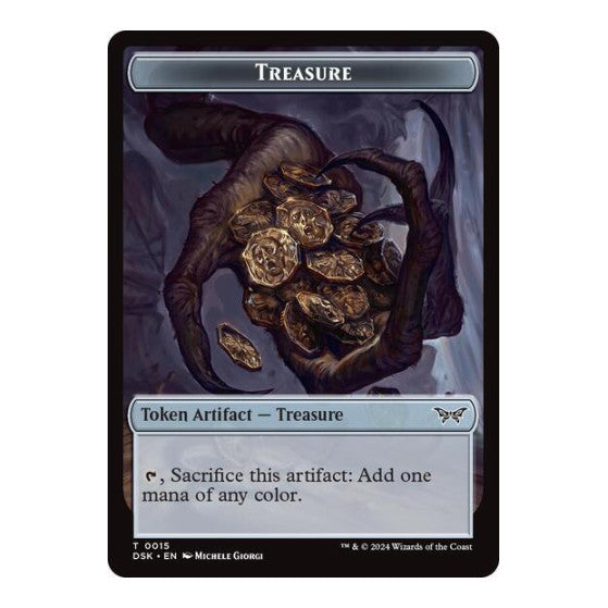 Treasure // Manifest Double-Sided Token (DSK) #15 // 18 Token (Lightly Played) Duskmourn: House of Horror Magic: The Gathering: 2024