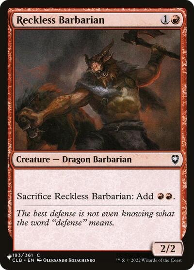 Reckless Barbarian (LIST) #193/361 Common (Lightly Played) The List Reprints Magic: The Gathering: 2026