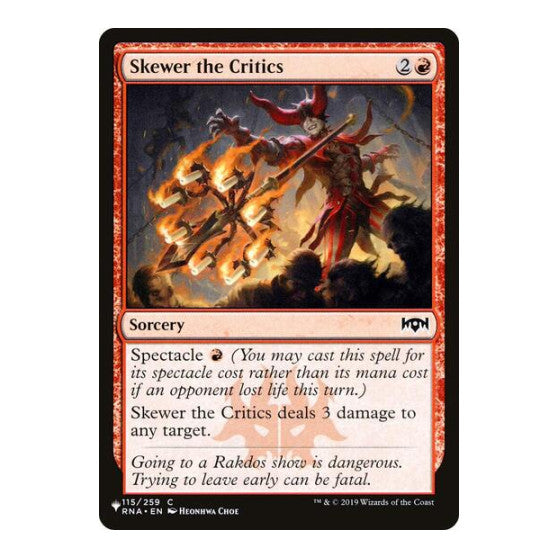 Skewer the Critics (LIST) #115/259 Common (Lightly Played) The List Reprints Magic: The Gathering: 2026
