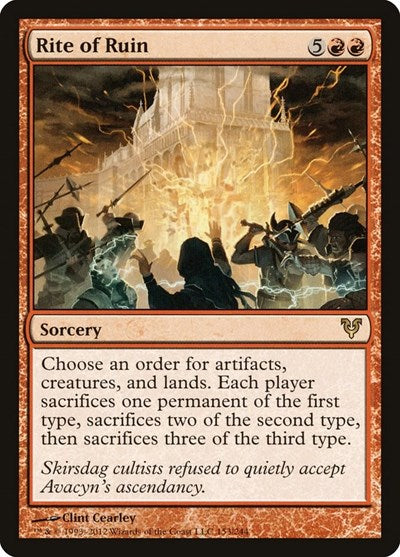 Rite of Ruin (AVR) #153 Rare Avacyn Restored Magic: The Gathering: 2012