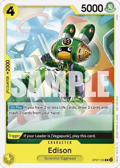 Edison (Tournament Pack 2024 Oct.-Dec.) (OP-PR) #OP07-100 Common (Near Mint) One Piece Promotion Cards One Piece Card Game: 2022