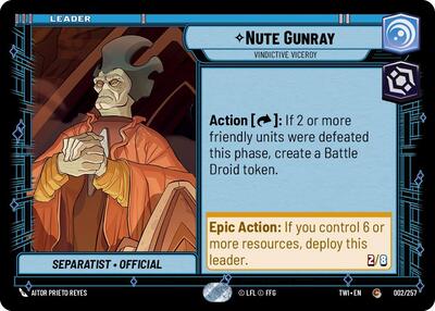 Nute Gunray Vindictive Viceroy (TWI) #002/257 Common (Near Mint) Twilight of the Republic Star Wars: Unlimited: 2024