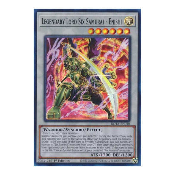 Legendary Lord Six Samurai - Enishi (ROTA) #ROTA-EN040 Super Rare (1st Edition Near Mint) Rage of the Abyss YuGiOh: 2024