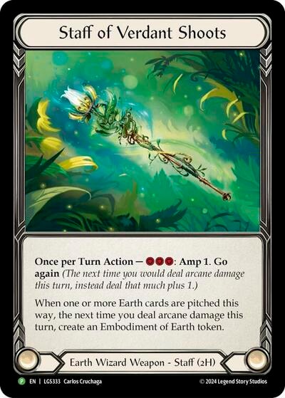 Staff of Verdant Shoots - LGS333 (PR) #LGS333 Promo (Rainbow Foil Near Mint) Flesh and Blood: Promo Cards Flesh and Blood TCG: 2019