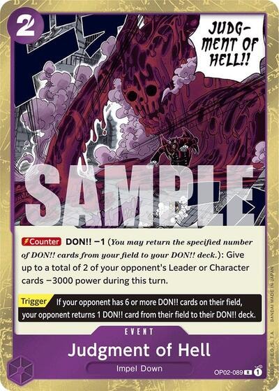 Judgment of Hell (Jolly Roger Foil) (PRB-01) #OP02-089 Rare (Foil Lightly Played) Premium Booster -The Best- One Piece Card Game: 2024