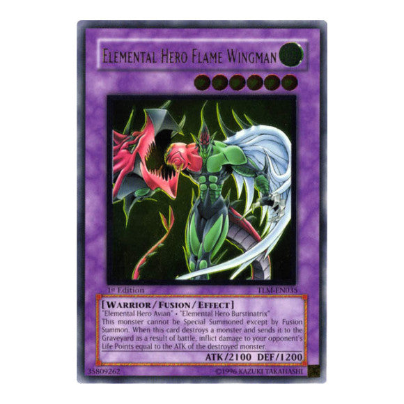 Elemental HERO Flame Wingman UTR (TLM) #TLM-EN035 Ultimate Rare (1st Edition Damaged) The Lost Millennium YuGiOh: 2005