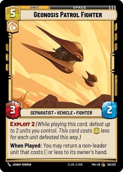 Geonosis Patrol Fighter (TWI) #215/257 Common (Near Mint) Twilight of the Republic Star Wars: Unlimited: 2024