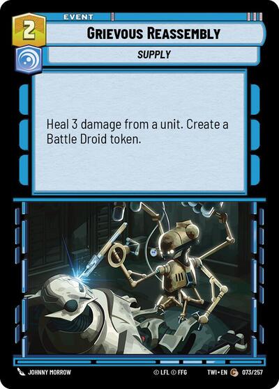 Grievous Reassembly (TWI) #073/257 Common (Near Mint) Twilight of the Republic Star Wars: Unlimited: 2024