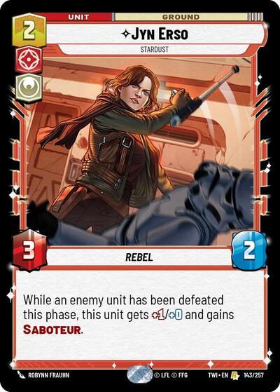Jyn Erso Stardust (TWI) #143/257 Rare (Near Mint) Twilight of the Republic Star Wars: Unlimited: 2024