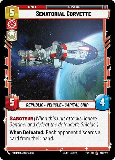 Senatorial Corvette (TWI) #148/257 Common Twilight of the Republic Star Wars: Unlimited: 2024