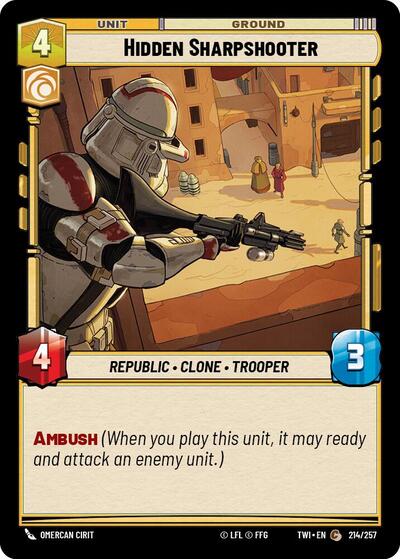 Hidden Sharpshooter (TWI) #214/257 Common (Near Mint) Twilight of the Republic Star Wars: Unlimited: 2024
